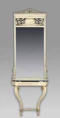 A NEOCLASSICAL STYLE PIER MIRROR AND CONSOLE TABLE