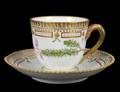 ROYAL COPENHAGEN FLORA DANICA PORCELAIN CUP AND SAUCE