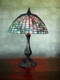 METAL AND LEADED GLASS TABLE LAMP