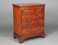 GEO III STYLE MAHOGANY AND BURL VENEER BACHELORS CHEST