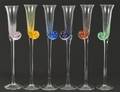 SET OF SIX HAND BLOWN GLASS TOASTING GOBLETS