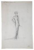 GLORIA SWANSON QUEEN KELLY COSTUME DESIGN SKETCH