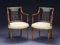 PAIR OF ADAM STYLE PAINTDECORATED ARMCHAIRS
