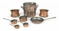 GROUP OF ANTIQUE COPPER POTS AND PANS