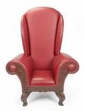 MONUMENTAL RED LEATHER THRONE ARMCHAIR
