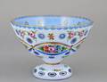 WHITE OVERLAY GLASS PEDESTAL BOWL