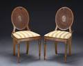 PAIR OF ADAM STYLE PAINTDECORATED SIDE CHAIRS