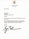 GEORGE W BUSH LETTER 2001