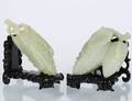 TWO CELADON JADE STUDIES OF FRUIT