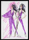 BOB MACKIE CHER JUMPSUIT AND CLOAK DESIGN SKETCH