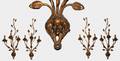78 SET OF FOUR GILT METAL THREE LIGHT SCONCES