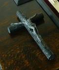 PATINATEDMETAL AND WOOD CRUCIFIX
