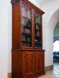 Victorian Gothic Revival oak bookcase cabinet