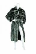 A SILVER FOX FUR COAT