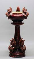 72 MOLDED POTTERY JARDINIERE AND PEDESTAL