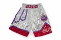 EVANDER HOLYFIELD VS JOHN RUIZ II FIGHT WORN TRUNKS