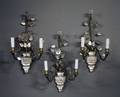 63 SET OF 3 BAGUES STYLE ROCK CRYSTAL  METAL SCONCES