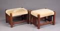 A PAIR OF L  JG STICKLEY SPINDLE FOOT STOOLS