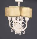A VINTAGE PAINTED METAL LIGHT FIXTURE WITH PAIR OF