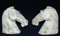 84 PAIR OF PAINTED POTTERY HORSE HEADS