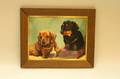 Gilt Framed Oil of Dachsunds