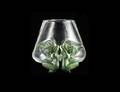 71 LALIQUE MOLDED FROSTED AND CLEAR GREEN VASE ANTIN