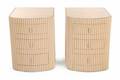 JOAN COLLINS PAIR OF REEDED NIGHTSTAND TABLES