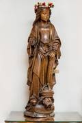 LUISE RAINER CARVED OAK ST CATHERINE STATUE