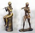 124 PAIR OF PATINATED BRONZE FIGURES OF MUSICIANS