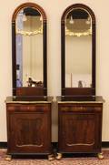 Pair mahogany Empire Consoles w Mirrors