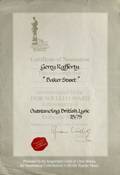GERRY RAFFERTY BAKER STREET IVOR NOMINATION CERTIFICATE