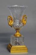 70 EMPIRE STYLE GILT BRONZE MOUNTED CUT GLASS URN