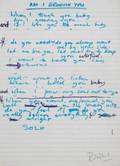 RONNIE WOOD HANDWRITTEN AM I GROOVIN YOU LYRICS