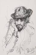 RONNIE WOOD PORTRAIT OF A MAN IN A HAT