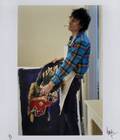BILL WYMAN PHOTOGRAPH OF RONNIE WOOD WITH PAINTBRUSHES