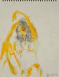 RONNIE WOOD SKETCH OF A SEATED FEMALE NUDE