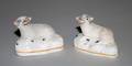112 PAIR OF STAFFORDSHIRE POTTERY LAMBS
