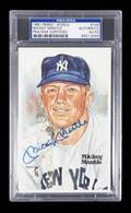 MICKEY MANTLE SIGNED PEREZSTEELE POSTCARD  PSA ENCAPSULATED