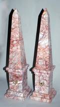 103 PAIR OF SILVER GILT MOUNTED MARBLE OBELISKS