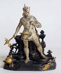 140 SILVERED AND PATINATED METAL FIGURE OF A KNIGHT
