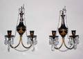 109 PR OF REGENCY STYLE TOLE  GLASS TWO LIGHT SCONCES