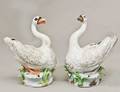 381 PAIR OF DRESDEN PORCELAIN SWANS