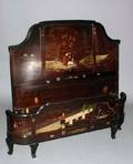 104 FIVE PIECE CHINOISERIE DECORATED BLACK LACQUER BED