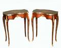 370 PAIR OF LOUIS XV STYLE INLAID MAHOGANY SIDE TABLES