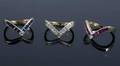 LONI ANDERSON SET OF THREE DIAMOND AND GEMSTONE CHEVRON RINGS