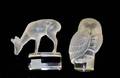 382 TWO LALIQUE MOLDED AND FROSTED CRYSTAL PAPERWEIGHT