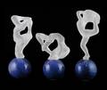 149 GROUP OF THREE DAUM BLUE AND FROSTED CRYSTAL NUDES
