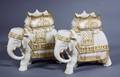 142 PAIR OF ROYAL WORCESTER PORCELAIN ELEPHANT VASES