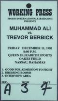 MUHAMMAD ALI VS TREVOR BERBICK 1981 DRAMA IN THE BAHAMAS ORIGINAL PRESS PASS