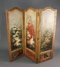 3 Panel Hand Painted Floral Floor Screen Signed